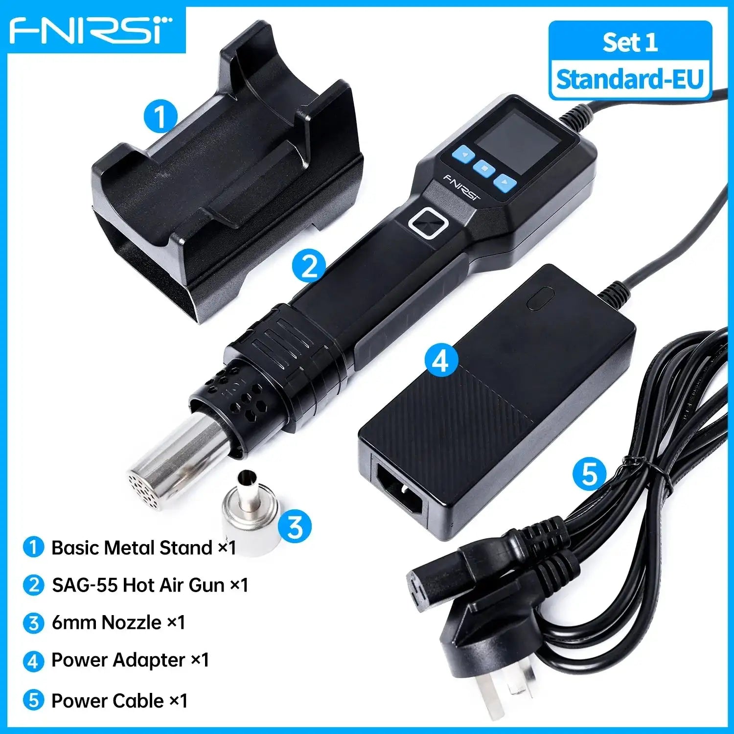FNIRSI SAG 55 550W Micro Hot Air Gun With LCD Stand BGA SAG-55-EU / 200-240V