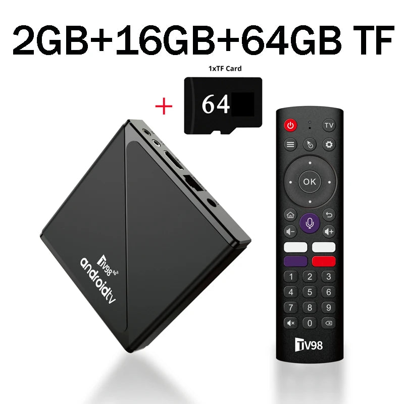 TV98 ATV Pro 8K Android TV Box with Voice Control &amp; Dual Wifi tv98atvpro2gb64gb / EU Plug