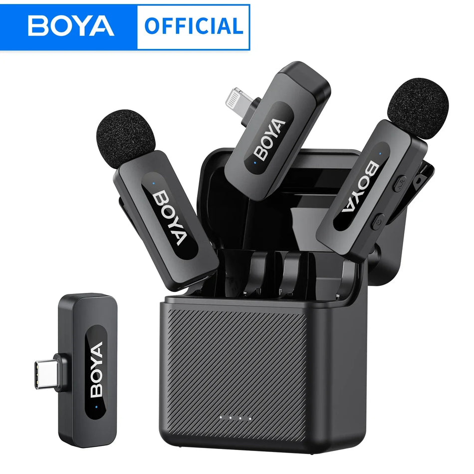 BOYA BY-V3 Wireless Lavalier Microphone with Noise-Cancelling for Superior Audio Recording