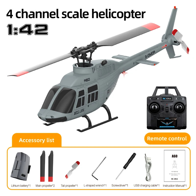 A60 4CH RC Helicopter &ndash; Altitude Hold Optical Flow Pro GRAY