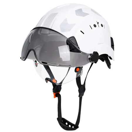 SF06 Safety Helmet - Reflective Stickers And Goggles White with stickers