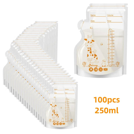 MIGITOS Self-Standing Breastmilk Storage Bags - 250ml, 100pcs, BPA Free 100pcs