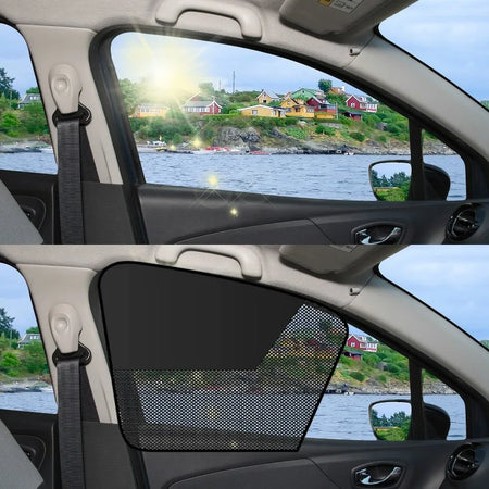Magnetic Black Mesh Car Sunshade - Summer Privacy and Sun Protection