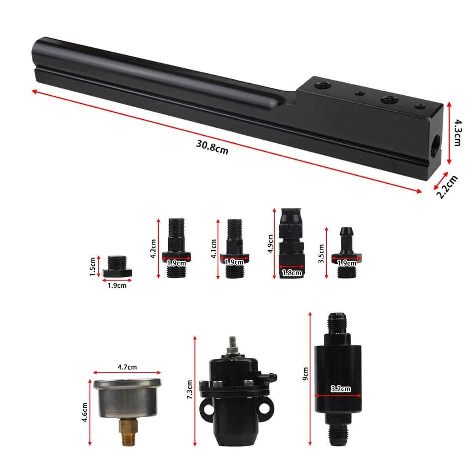 Kit de conducte de combustibil pentru Honda și Acura Civic Integra, prelucrate CNC din aluminiu T6061, manometru