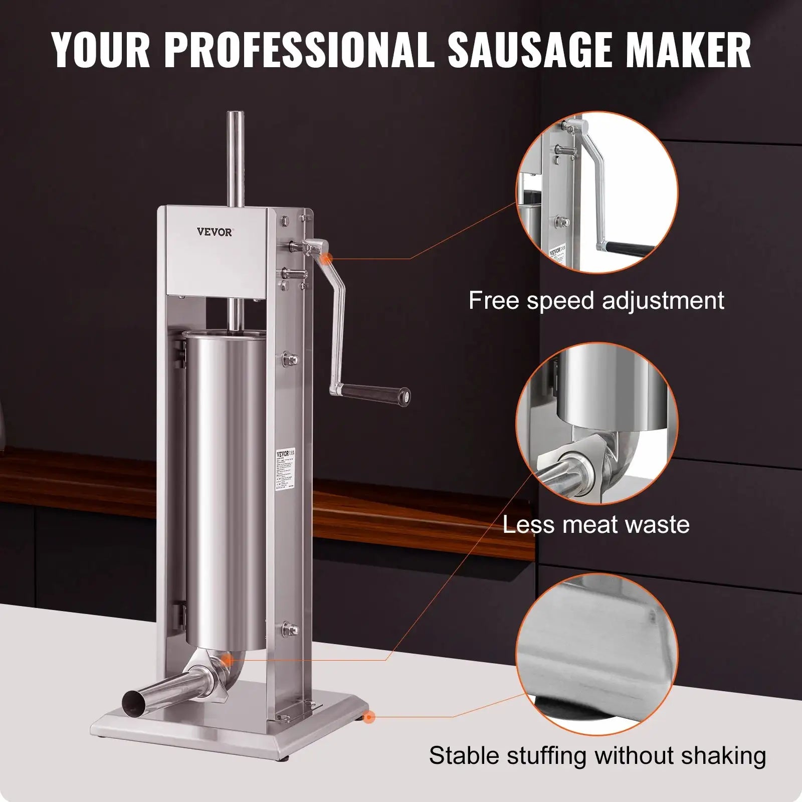 Manual Sausage Stuffer Stainless Steel 3L 5L 7L Funnels