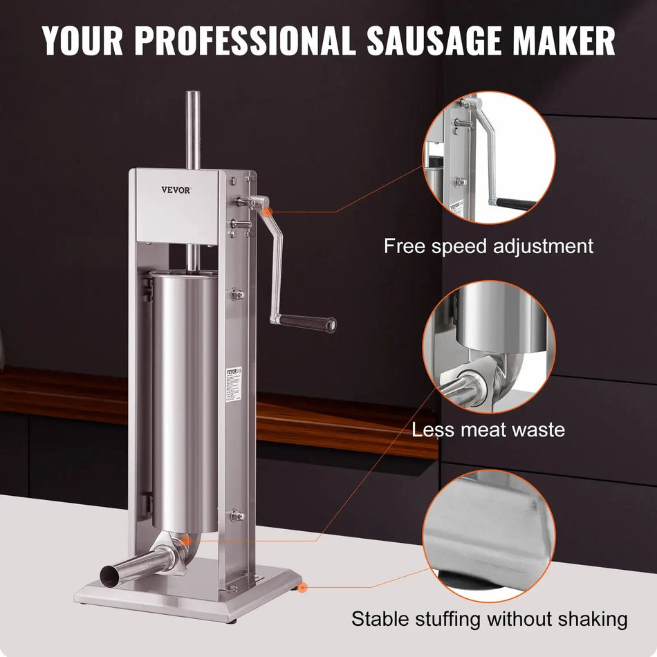 Manual Sausage Stuffer Stainless Steel 3L 5L 7L Funnels