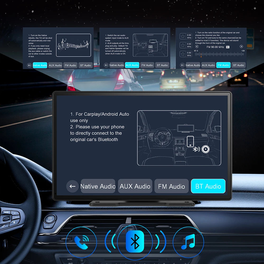 Imagebon 9 Inch 4K ADAS Wireless Dash Cam &ndash; Dual Recording with CarPlay and Android Auto