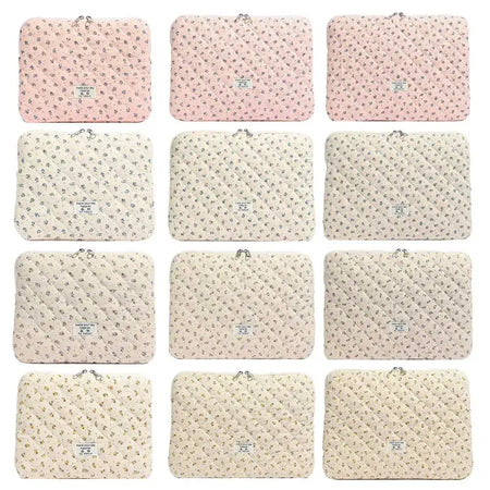 Flower Printed Quilted Laptop Sleeve For 11 To 15 Inches