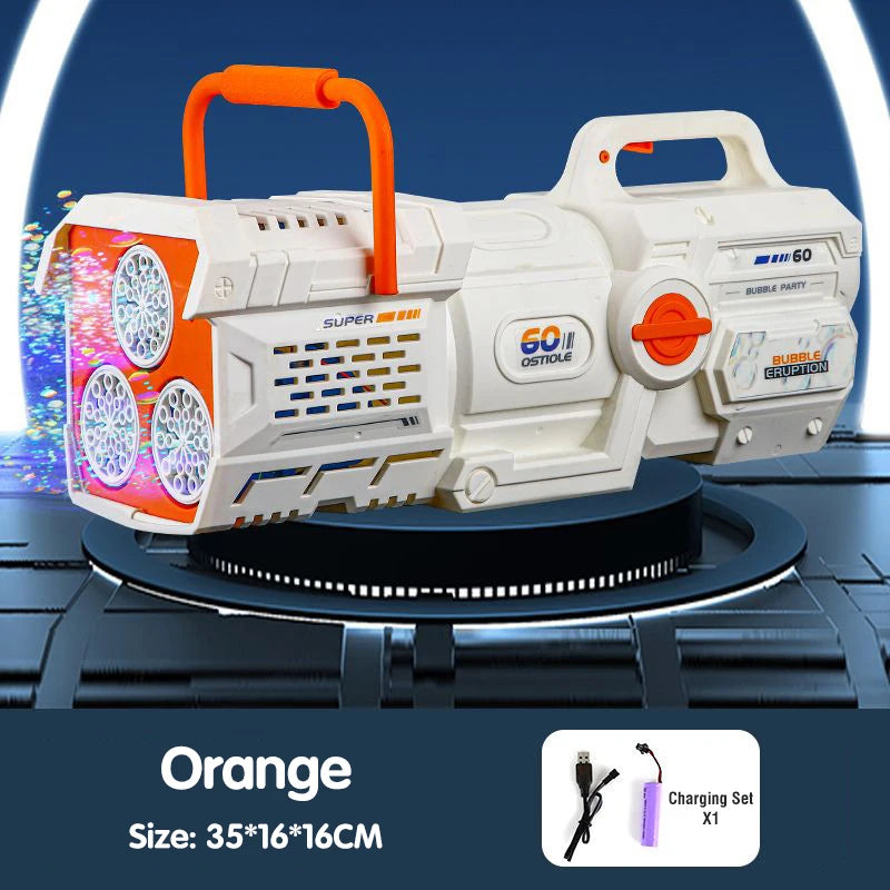 60 Hole Electric Bubble Gun &ndash; Automatic Bubble Blowing Fun Orange