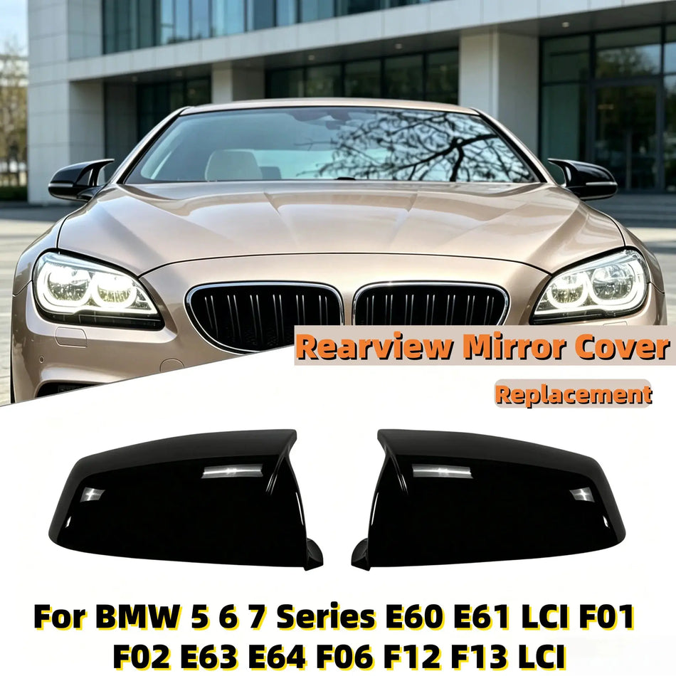Rearview Mirror Cover Cap ABS For BMW 5 6 7 Series E60 E61 F01 F12 by InterCyprus Trading Ltd