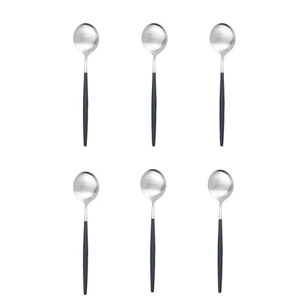 Matte Stainless Steel Teaspoon Set &ndash; Elegant Design for Desserts and Coffee 6Pcs Black Silver