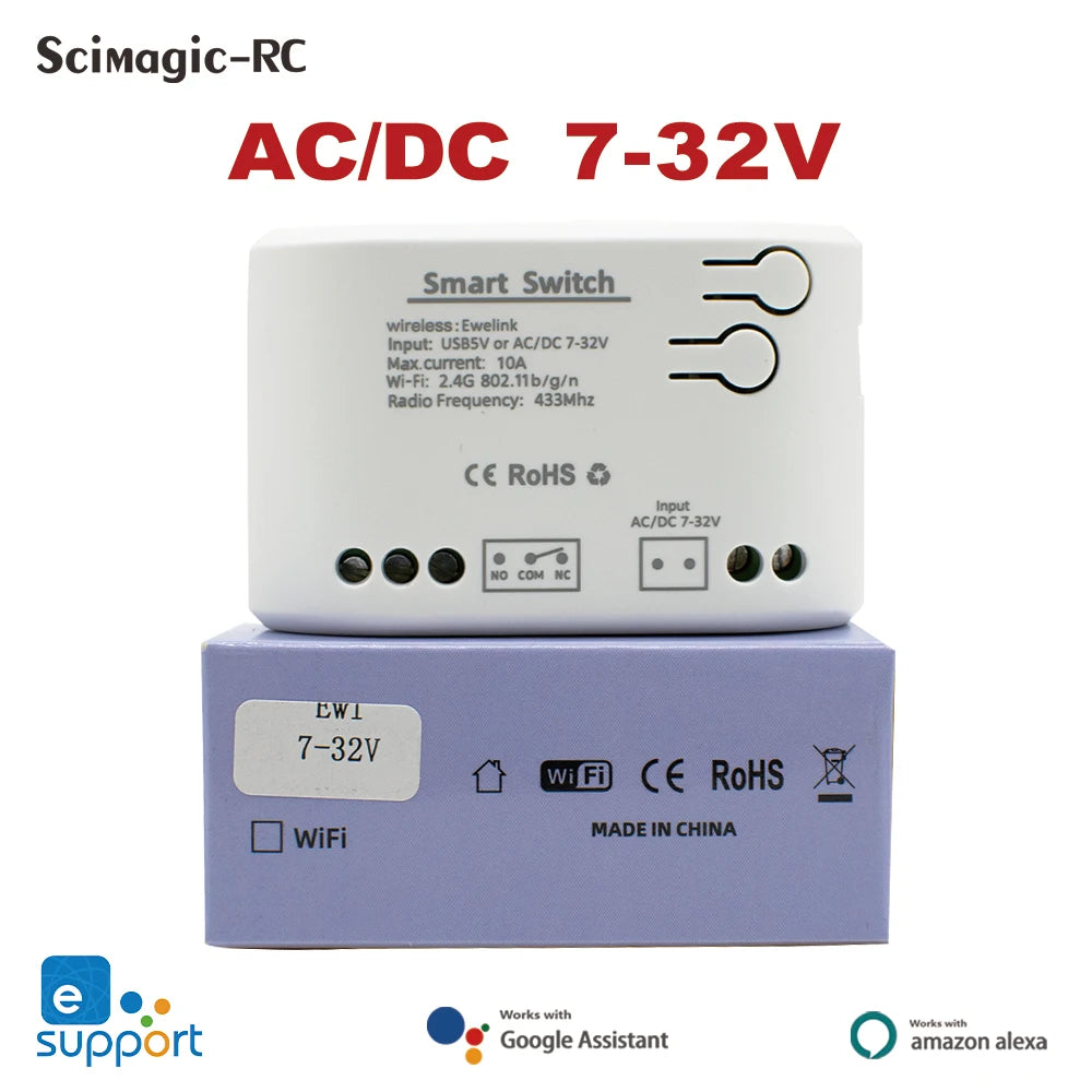 Smart WiFi Garage Door Opener Controller with Voice Control Ewelink APP 7-32V