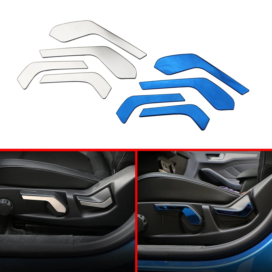 Copertura della maniglia di regolazione dell'altezza del sedile auto set di 4 pezzi per Ford Focus 4 MK4, acciaio inossidabile