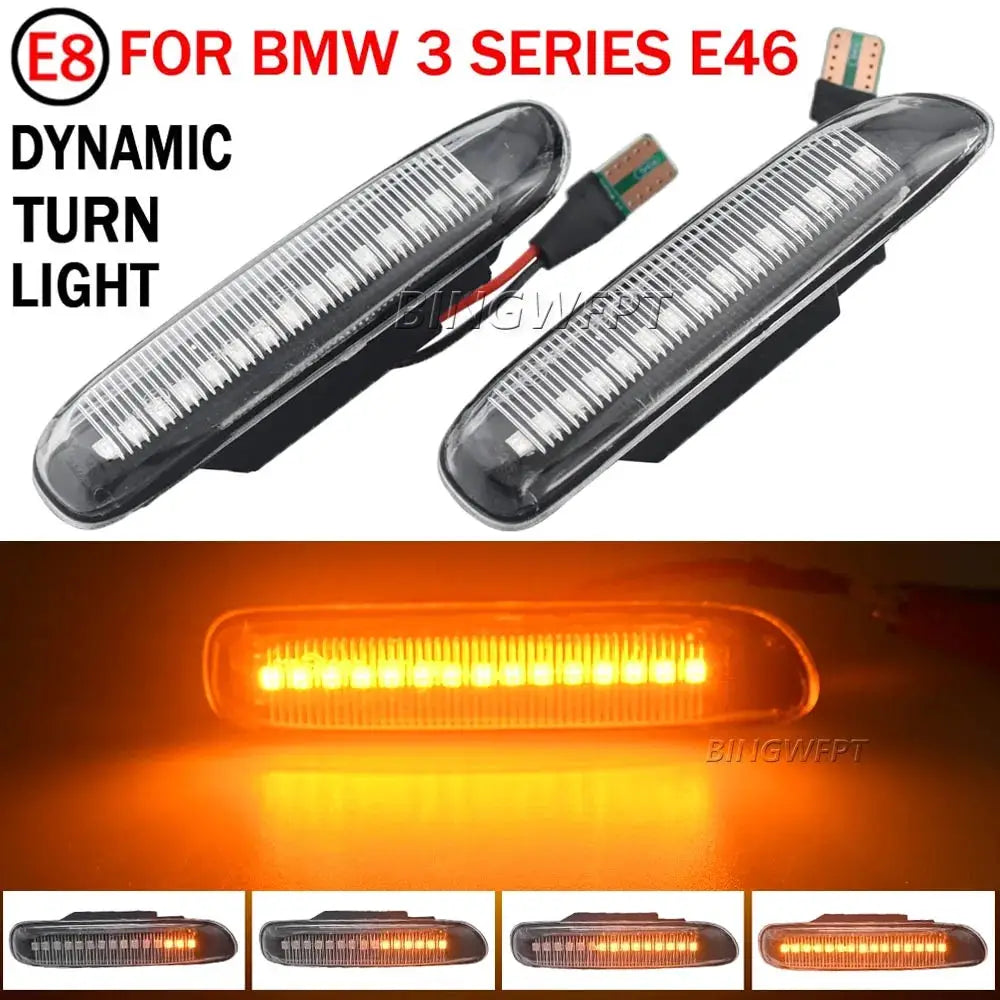 2pcs Sequential Flashing LED Turn Signal Side Marker Light For BMW 3 Series E46 Sedan Coupe Wagon Convertible 1997-2001 by InterCyprus Trading Ltd