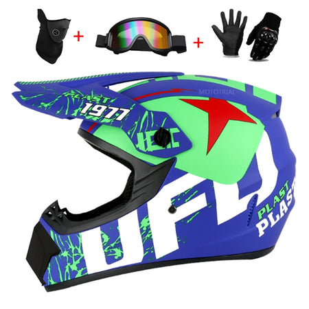 Premium Full Face Off-Road Motorcycle Helmet with 3 Free Gifts