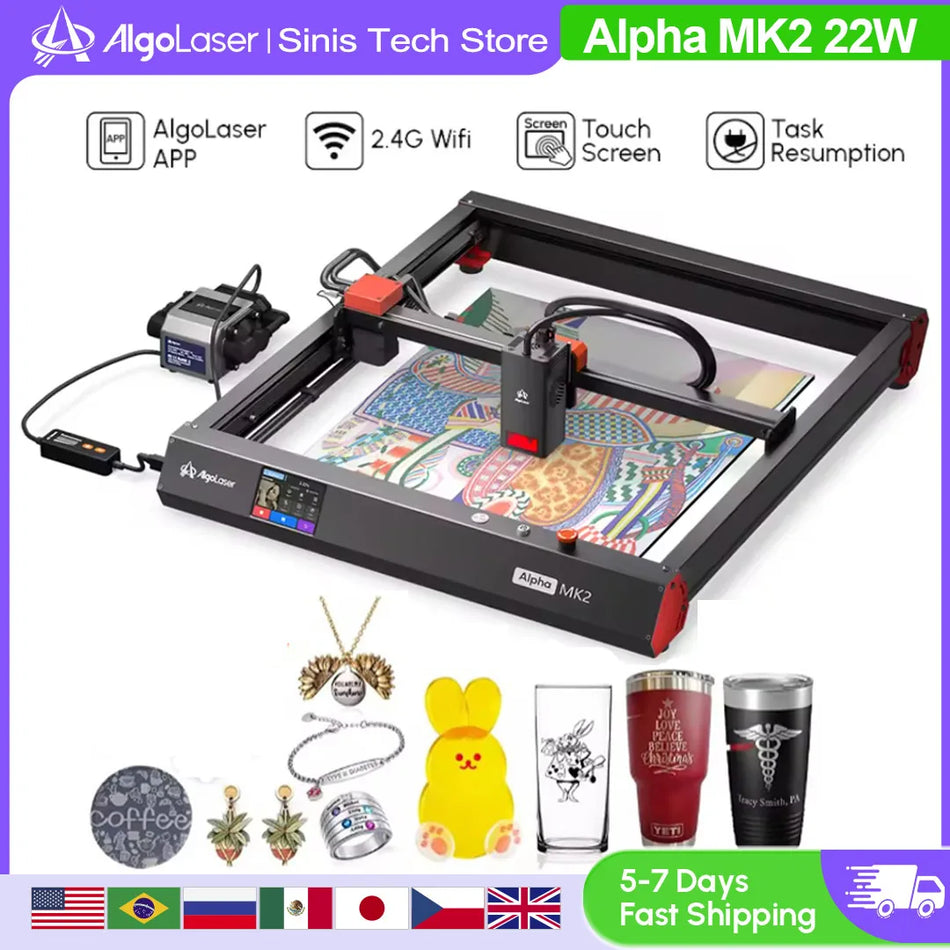 AlgoLaser Alpha MK2 20W Έξυπνος Λέιζερ Χαράκτης με Οθόνη Αφής 3.5 Ίντσες