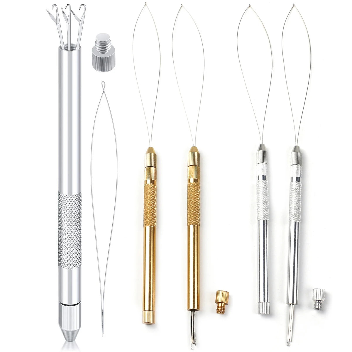 Alloy Hook Needle Wig Making Tool Kit with 3 Hooks &amp; 1 Loop