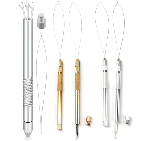 Alloy Hook Needle Wig Making Tool Kit with 3 Hooks &amp; 1 Loop