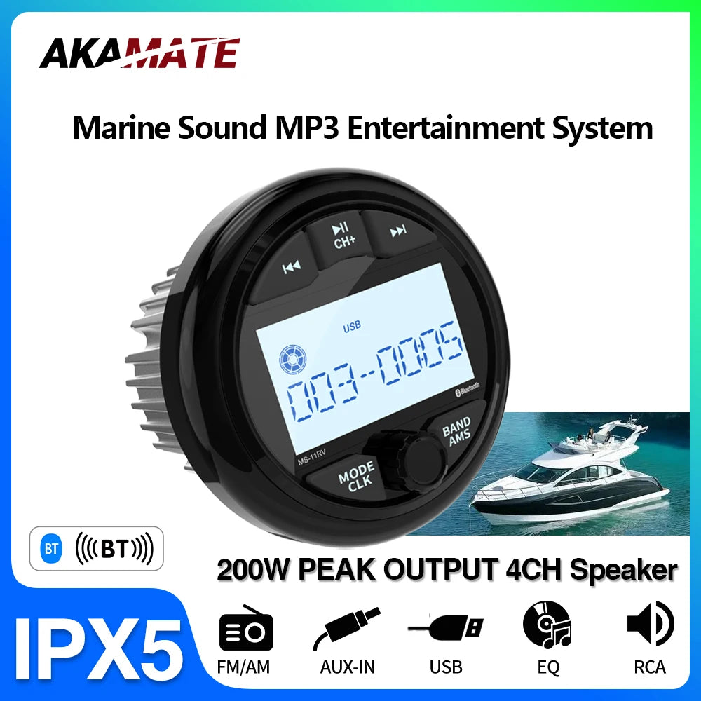Motorboats Boat Radio MP3 Player &ndash; Bluetooth Marine Stereo