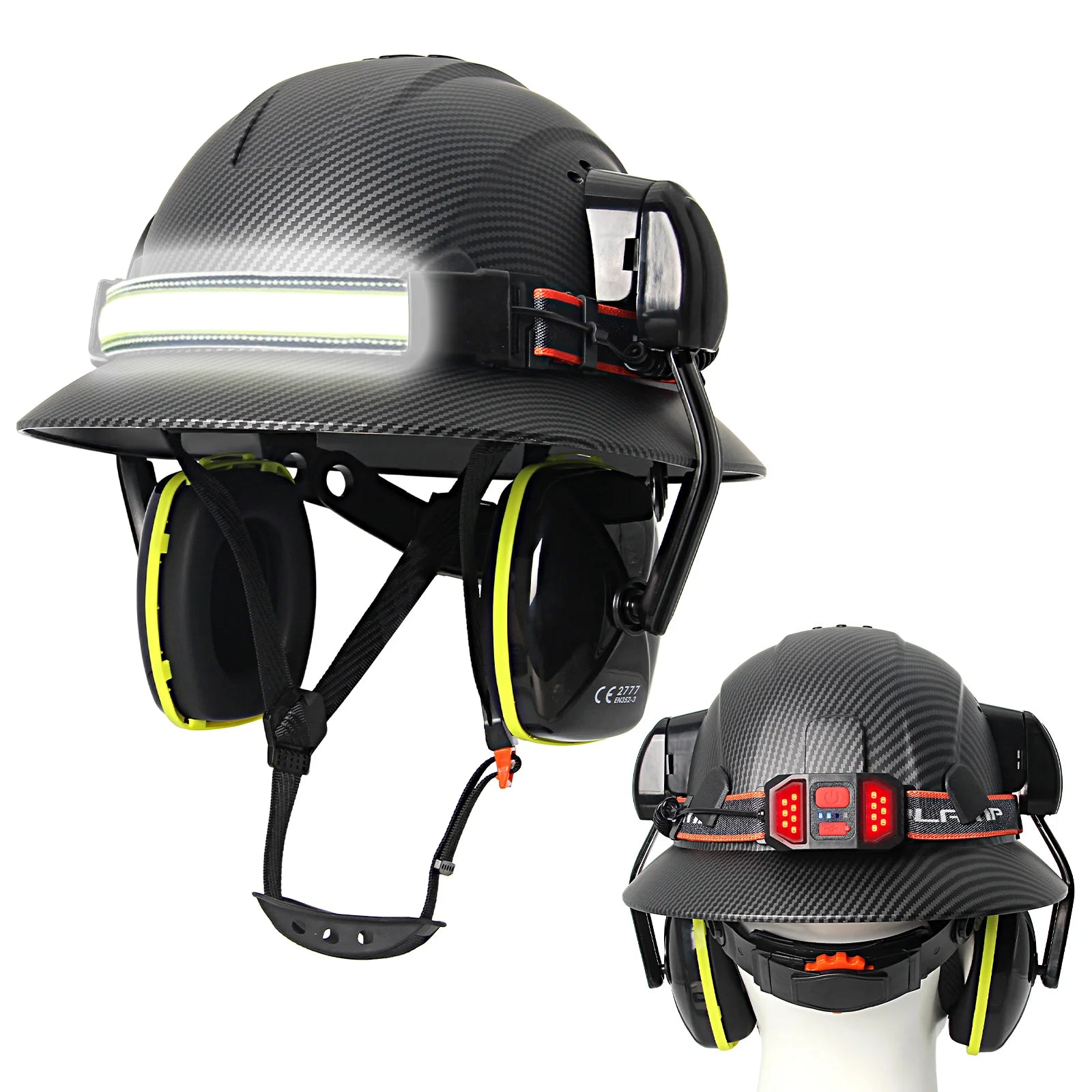 CE Full-Brim Hard Hat - Lightweight Safety Headgear Matte Black