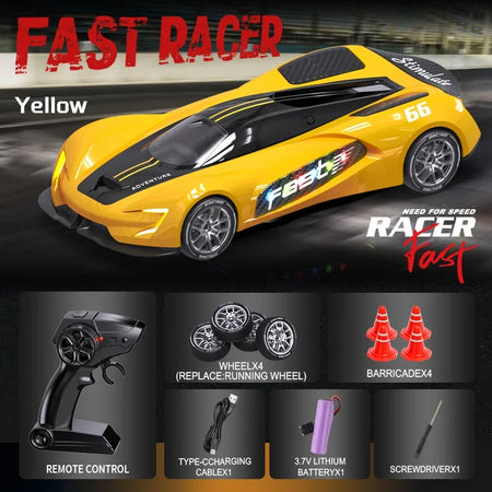 High Speed RC Drift Vehicle &ndash; 4WD Racing Car Gift For Boys Yellow