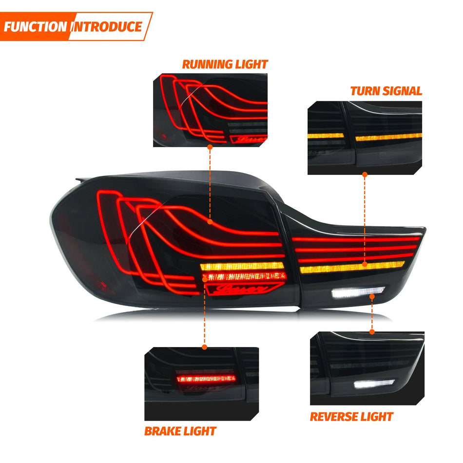 Luces Traseras LED de la Serie 4 de BMW con Señal Secuencial, Lámparas Traseras Negras