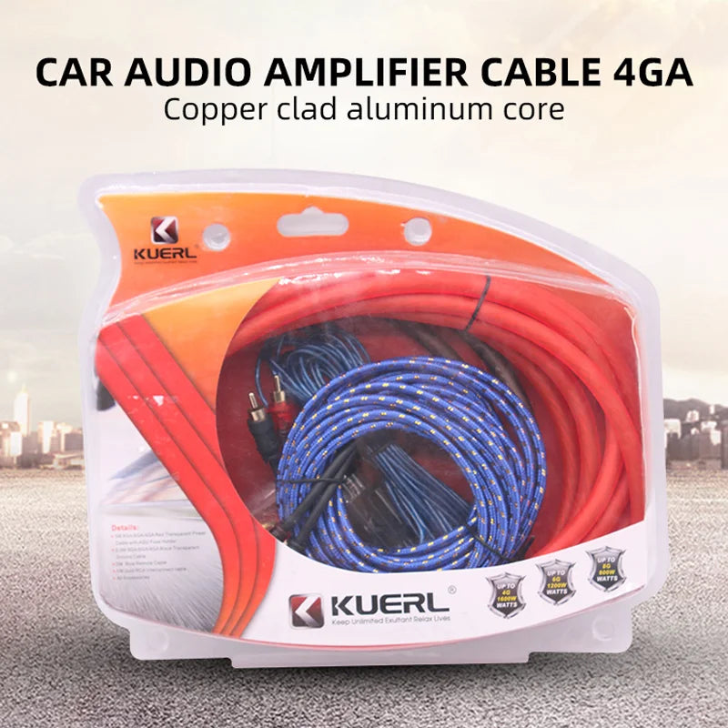 Kabelová sada pro zesilovač do auta 4GA s pojistkou 60A, hliník potažený mědí