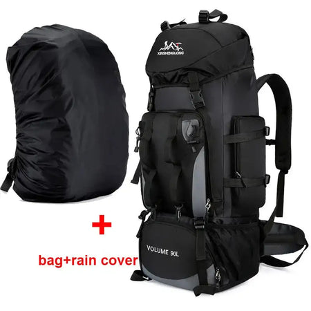 Hiking Trekking Bag &ndash; Waterproof 90L Capacity For Outdoors Black  ad cover