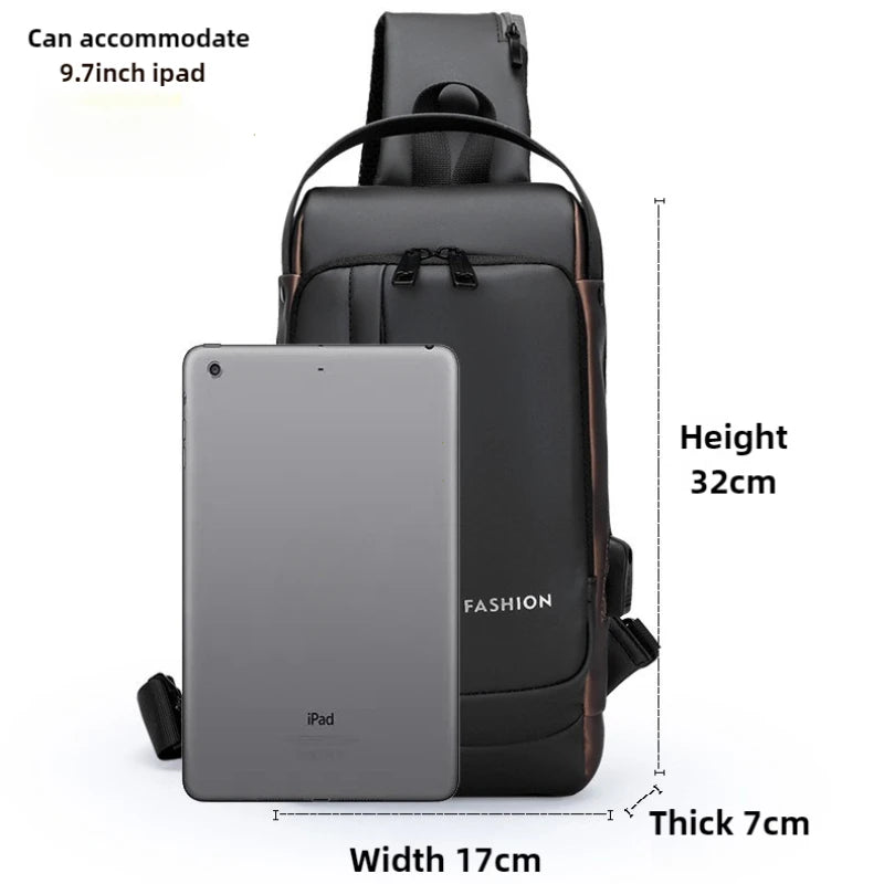 Men Anti Theft Chest Bag &ndash; USB Charging Crossbody Design