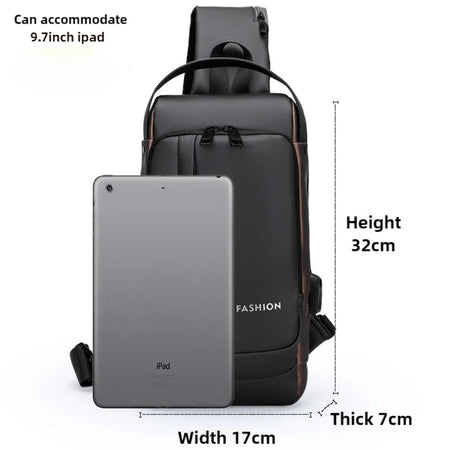 Men Anti Theft Chest Bag &ndash; USB Charging Crossbody Design