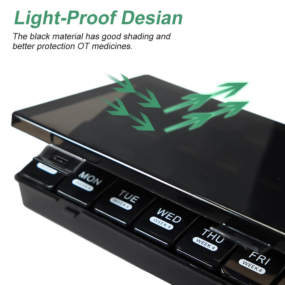 Monthly Pill Organizer with Moisture-Proof 4 Weeks Compartments, Ideal for Vitamins &amp; Supplements Management