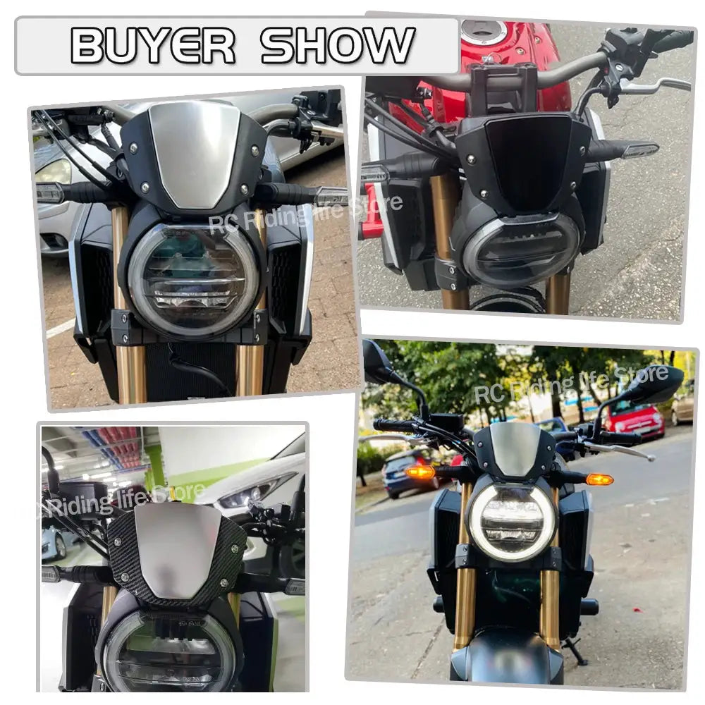 For Honda CB650R CB 650 R 2019-2023 CB 650R 2024-2025 Motorcycle Windshield Sport Windshield Wind Deflector Visor Screen Bracket by InterCyprus Trading Ltd