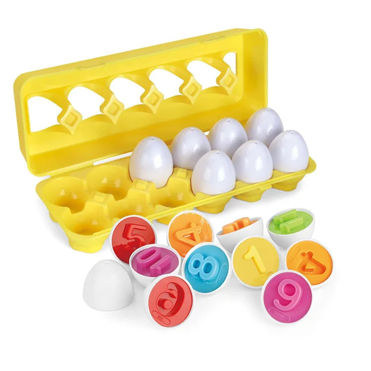 Montessori Educational Smart Eggs Puzzle Toy - Shape Sorter &amp; Learning Game for Toddlers Ages 2-3 | Perfect Kids Easter Gift 12pcs number