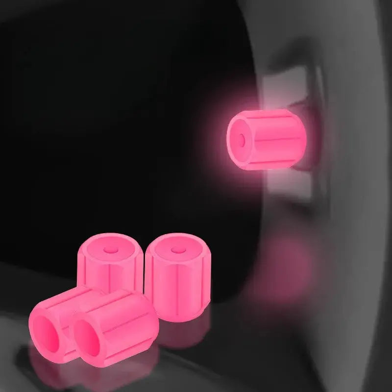Glow In Dark Valve Caps 4 Pack Hexagonal ABS Wheel Dust Covers by InterCyprus Trading Ltd