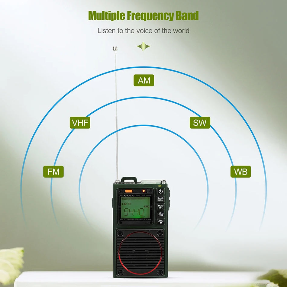 TR111 Multiband Portatīvā Radio ar AM FM Īsviļņu, Bluetooth, Modinātāja Funkciju