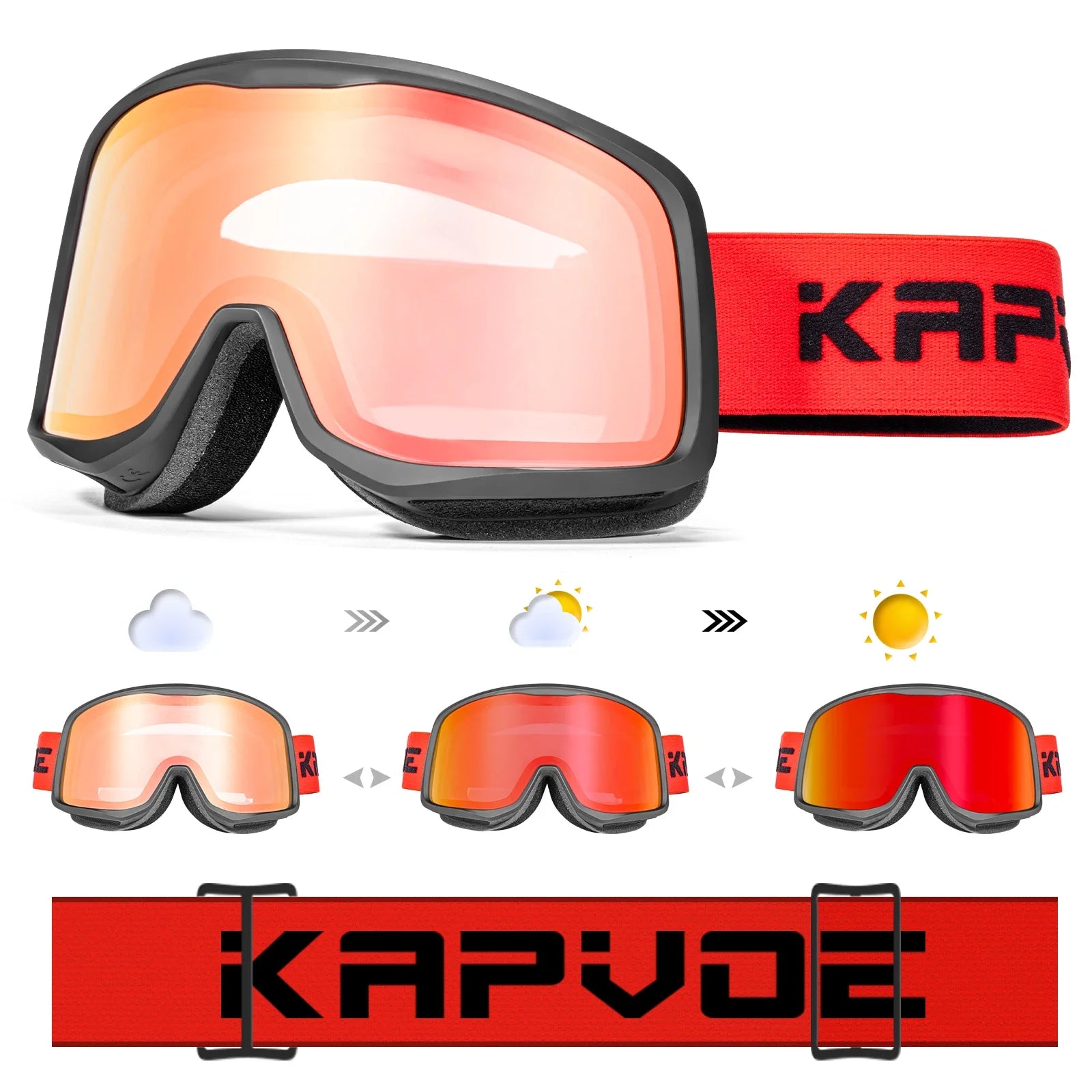 KAPVOE K0705 Goggles &ndash; Photochromic UV Protection for Sports DZ-K0705-PH-RE-08