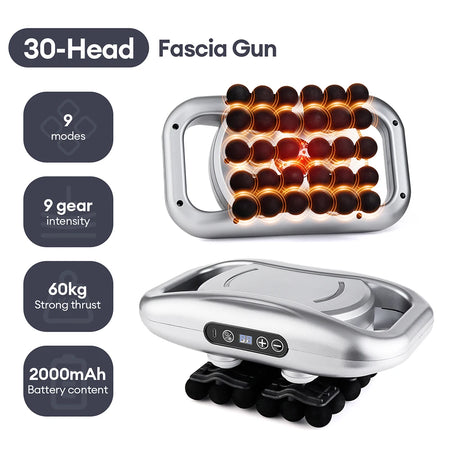 42-Heads Fascia Gun &ndash; Powerful High Frequency Massage 30 head-Grey
