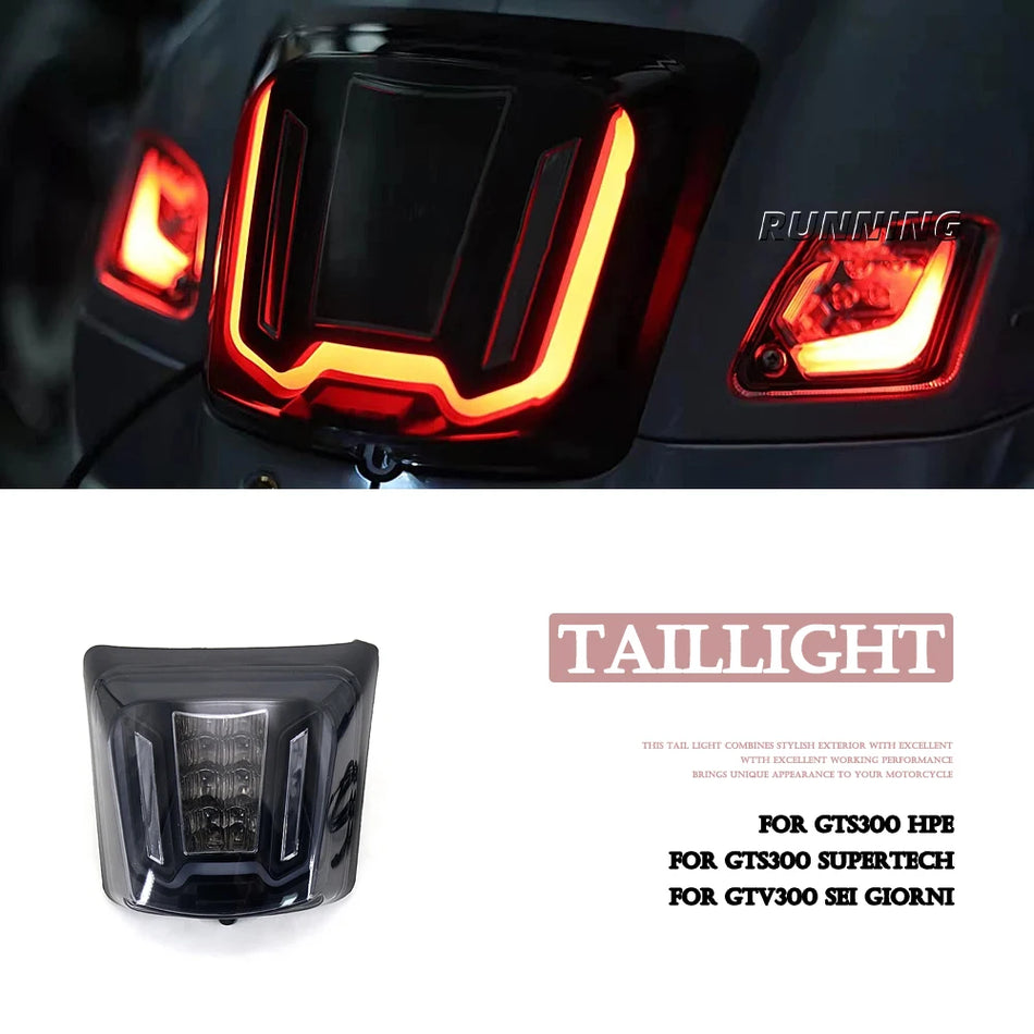 LED Aizmugurējā Gaisma Vespa GTV300 Sei Giorni Melna Aizmugures Bremžu Lampa
