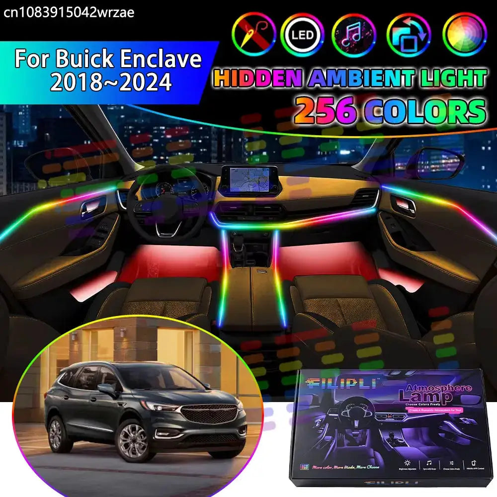 For Buick Enclave 2018~2024 MK2 2019 RGB Car Interior Ambient Lights Strips Breathing Lighting Kit App Control LED strips Auto by InterCyprus Trading Ltd