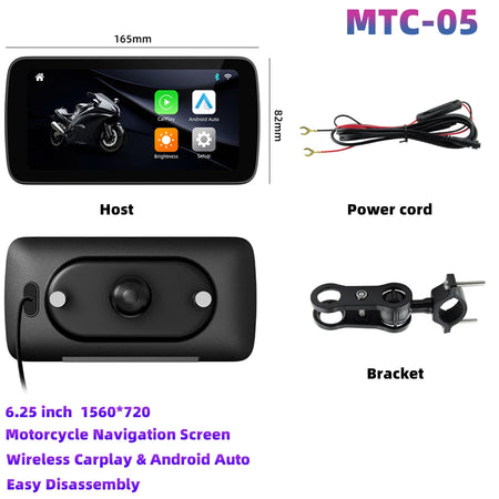EKIY Wireless CarPlay Moto Android Auto &ndash; Portable 6.25 Inch Motorcycle GPS Navigation Display MTC-05