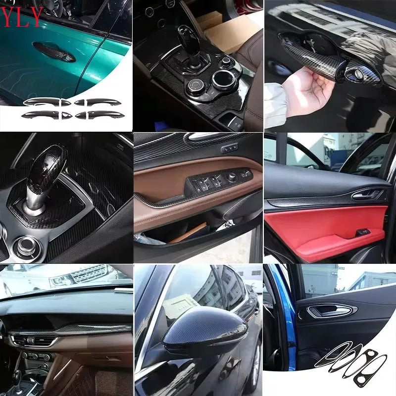 Copertura centrale della console del cruscotto in fibra di carbonio ABS per Stelvio