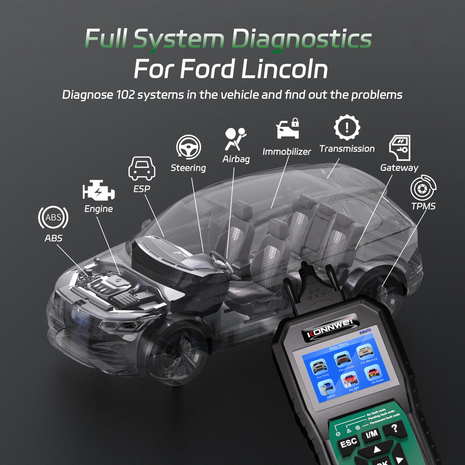 Diagnostyczny skaner OBD2 do Forda z ABS, SRS, TPMS oraz funkcją resetowania oleju i SAS