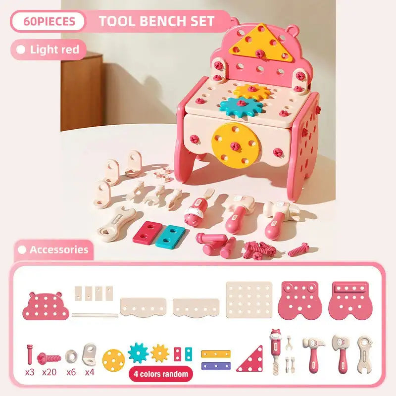 Children's Electric Tool Set &ndash; Realistic Drill Action 60p pink no drill