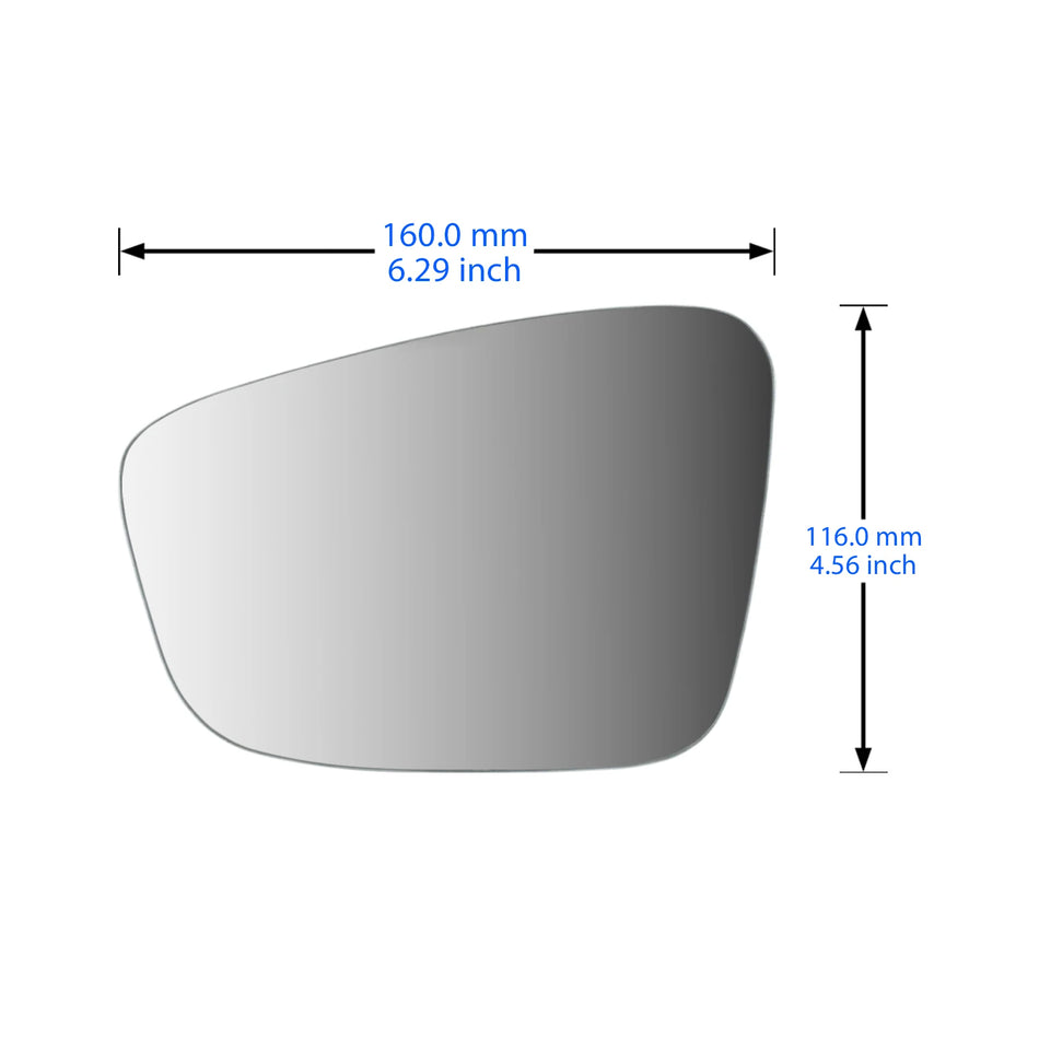 Стъкло за огледало за Skoda Citigo ляво за пътника, конвексно, отопляемо, директна замяна 2011-2020