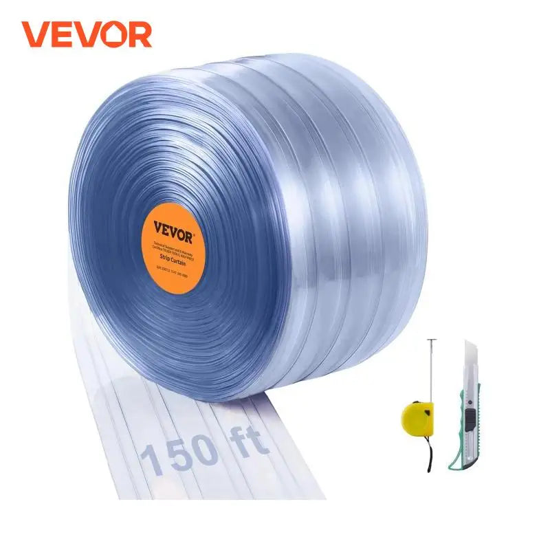 VEVOR 150ft Clear Ribbed Strip Curtain - Durable PVC Roll