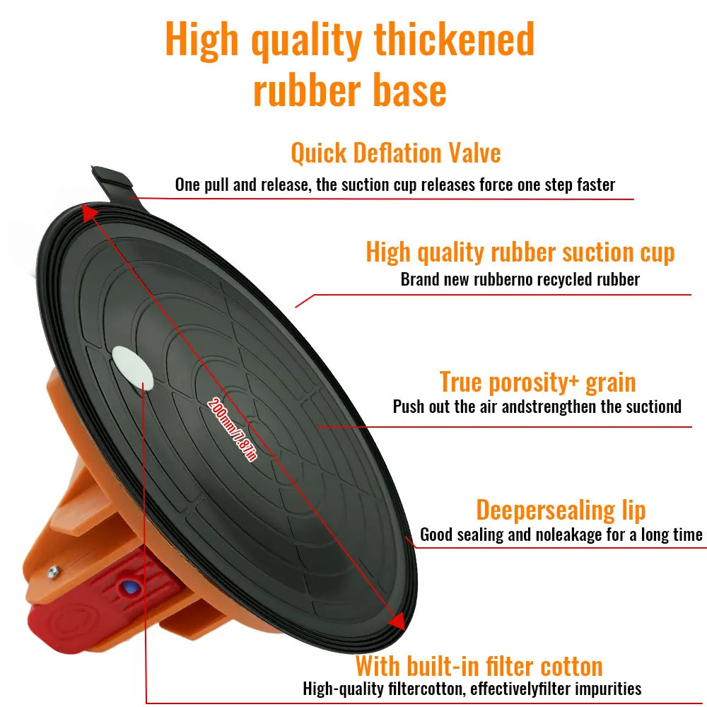 Vacuum Suction Cup 8 Inch 250kg &ndash; Real-Time Pressure Gauge