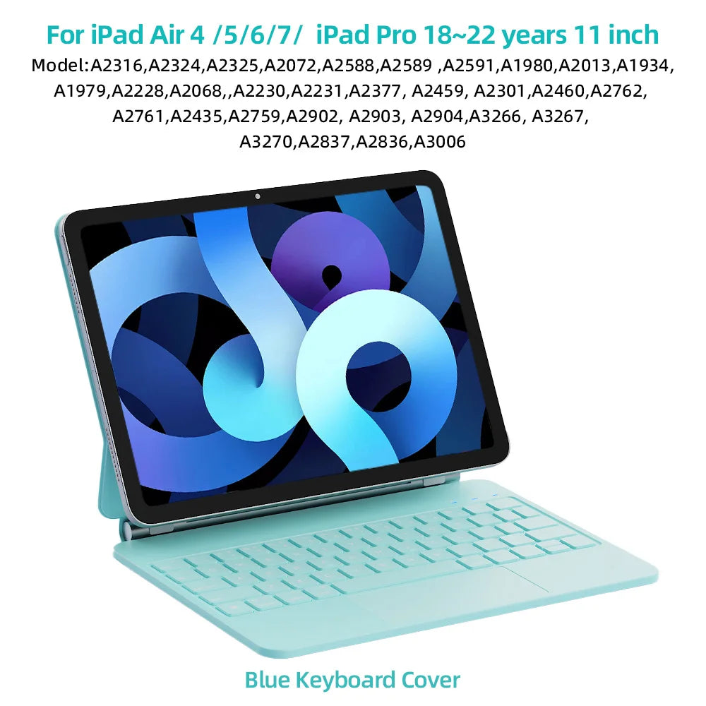 Magic Keyboard Case for iPad 11 Inch &ndash; Premium Leather Blue / Pro 11 2018-2022 / English