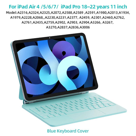 Magic Keyboard Case for iPad 11 Inch &ndash; Premium Leather Blue / Pro 11 2018-2022 / English