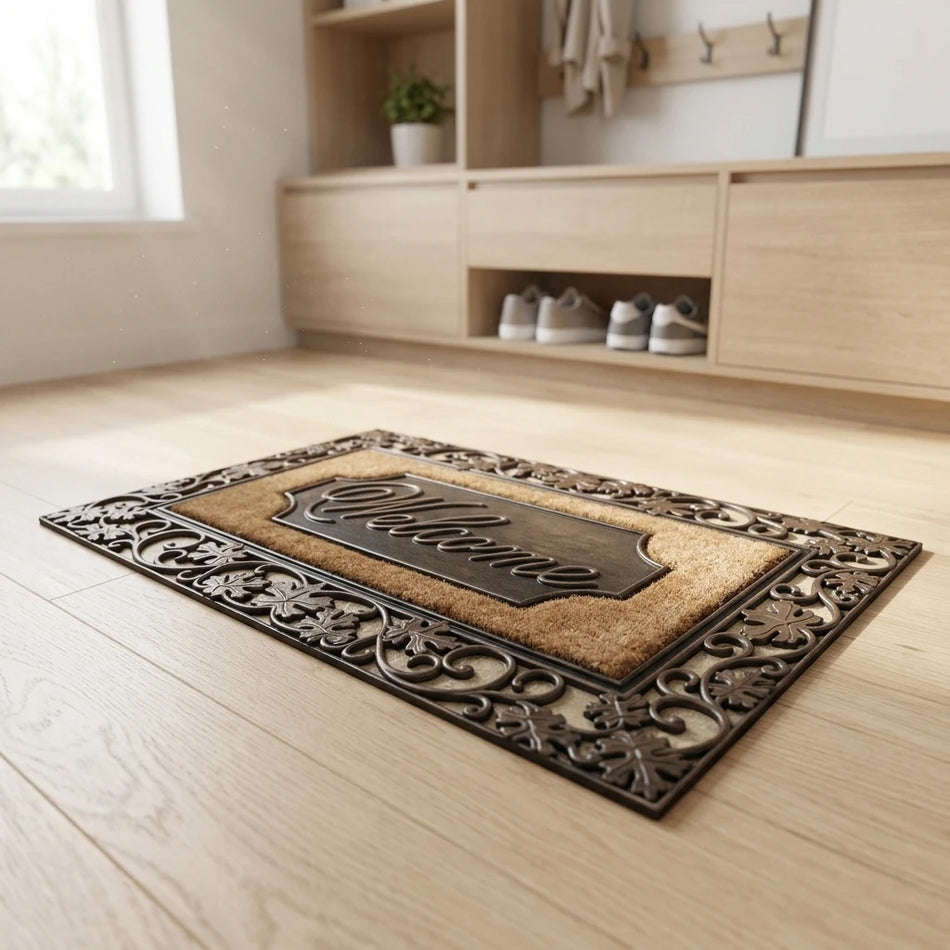Tapis de sol antidérapant pour l'entrée de porte, design de lignes abstraites, 100 % polyester