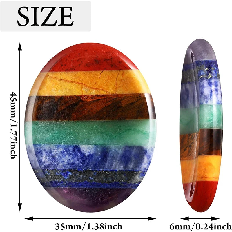 7 Chakra Thumb Worry Stone Set &ndash; Natural Meditation Aid